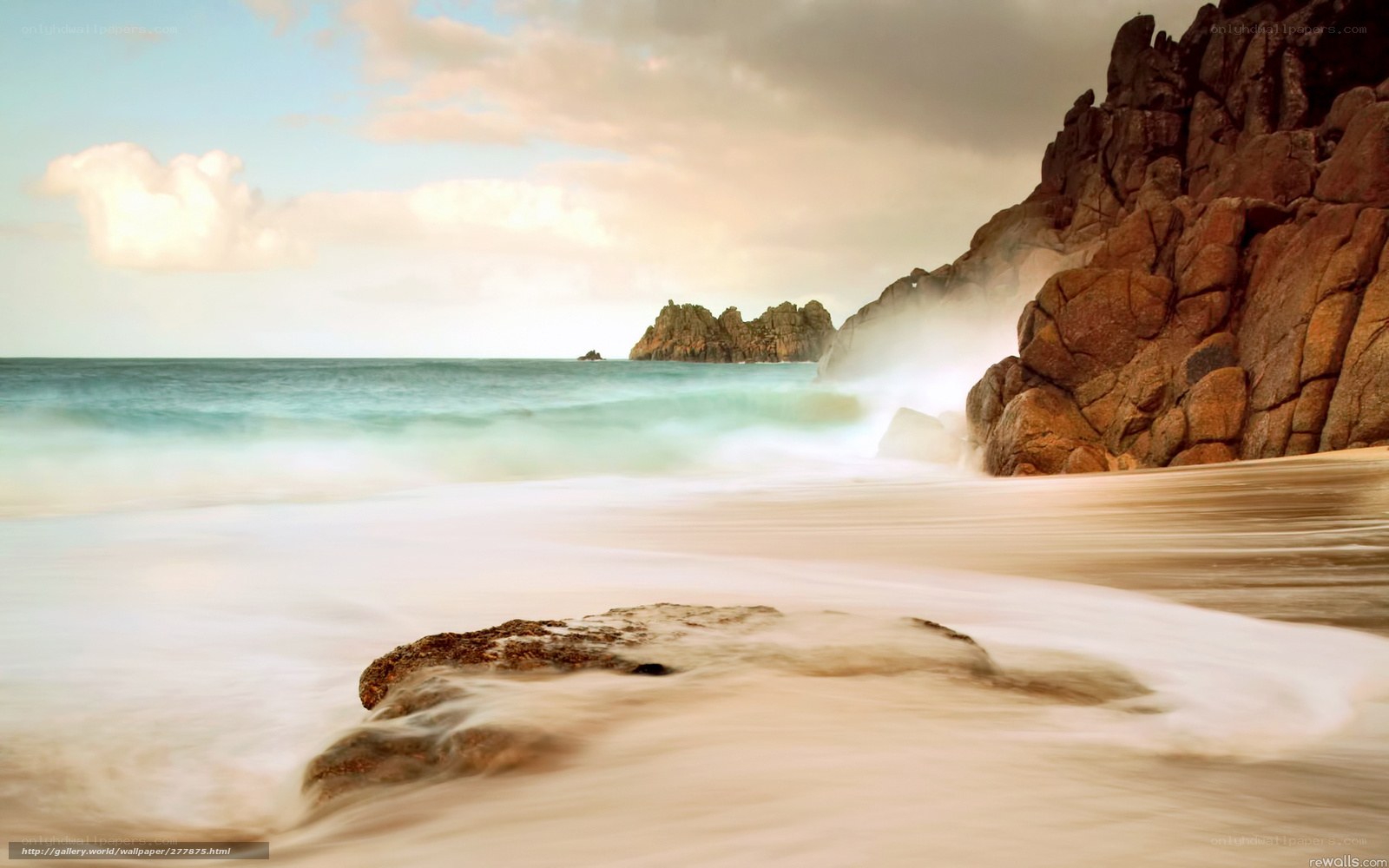 Ocean waves at rocky coast