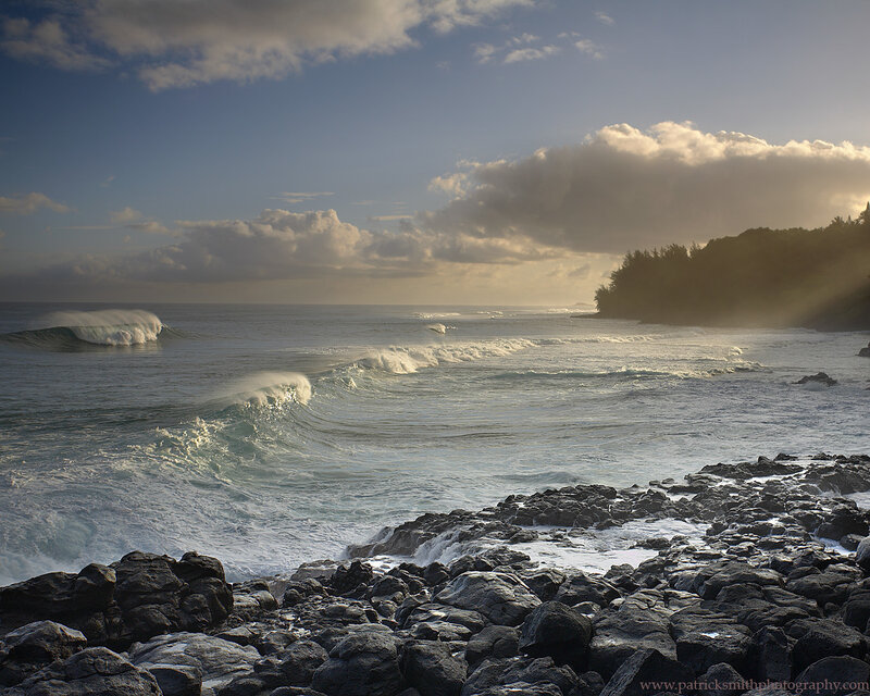 Ocean waves at rocky shore