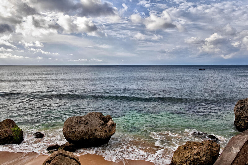 Ocean Waves at Rocky Shore — Blue, Dramatic, Afternoon