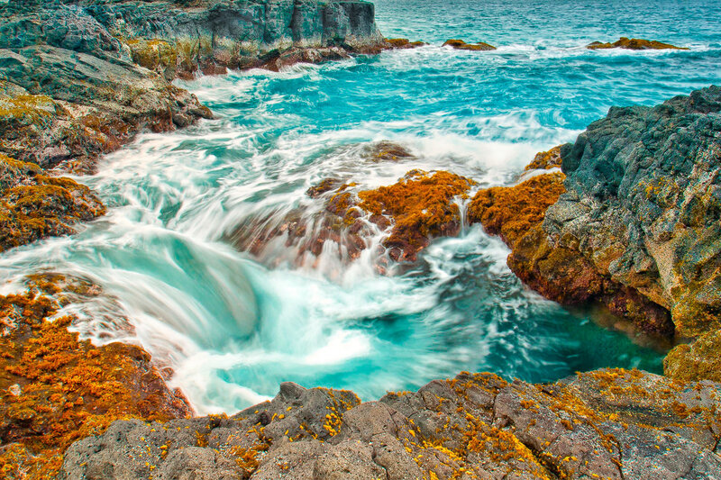 Ocean Waves at Rocky Shore — Blue, Dynamic