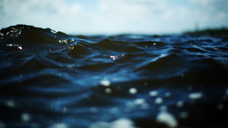 Ocean Waves at Sea — Blue, Calm, Afternoon, Photograph, Sky, White
