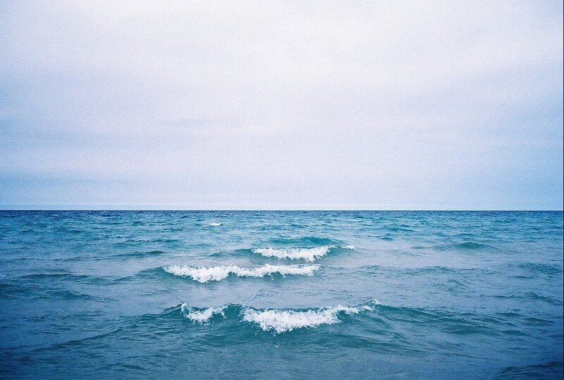 Ocean Waves at Sea — Blue, Calm, Photograph, Sky