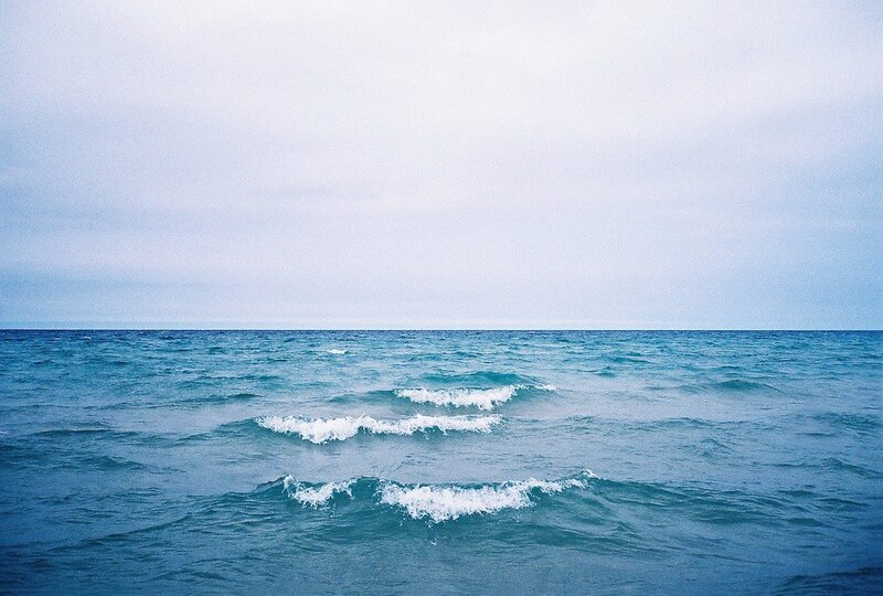 Ocean Waves at Sea — Blue, Calm, Photograph