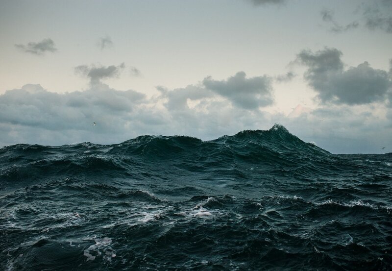 Ocean Waves at Sea — Blue, Dramatic, Morning