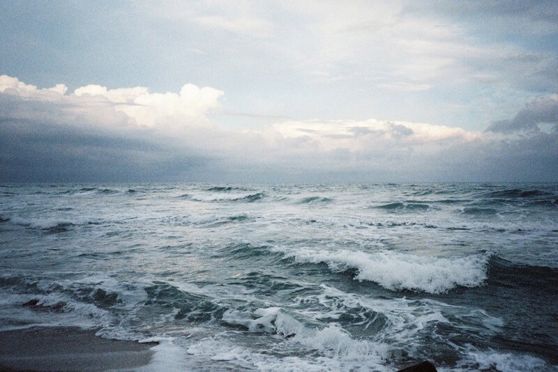 Ocean Waves at Sea — Blue, Dramatic, Photograph, Sky, Clouds