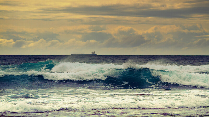 Ocean Waves at Sea — Blue, Dramatic