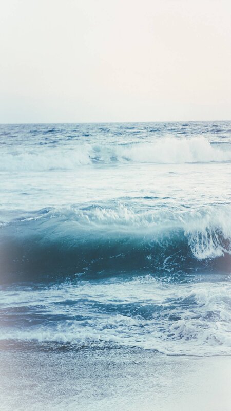 Ocean Waves at Shore — Blue, Calm, Photograph, Sea