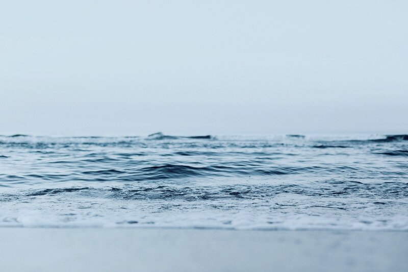 Ocean Waves at Shore — Blue, Calm, Photograph