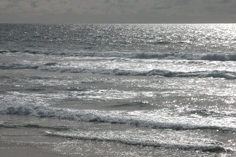 Ocean Waves at Shore — Gray, Calm