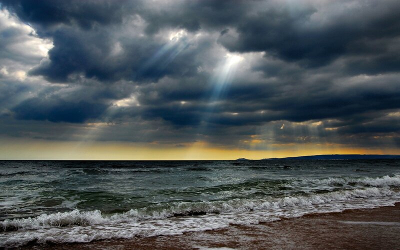 Ocean Waves at Stormy Beach