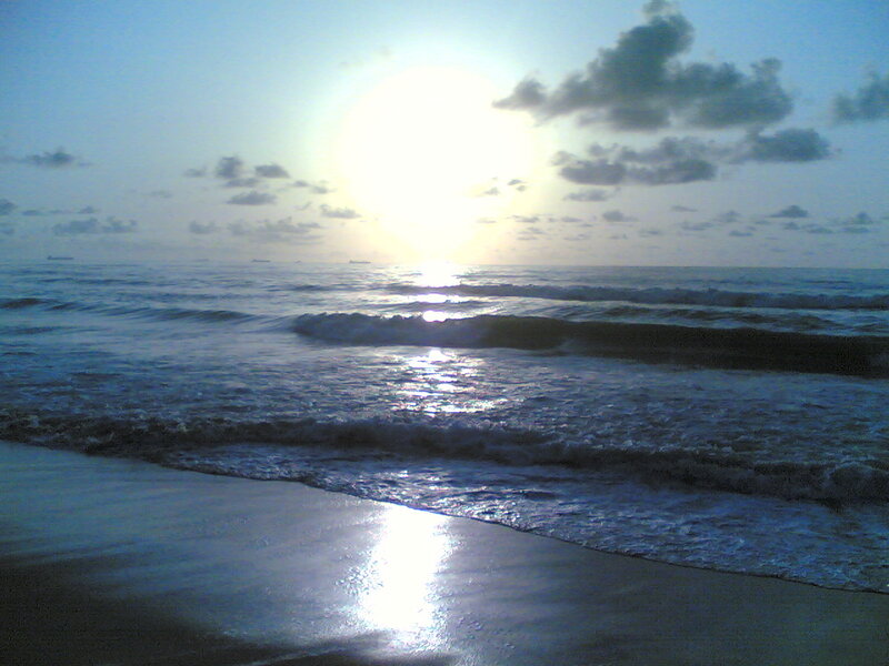 Ocean Waves at Sunrise — Blue, Serene, Photograph, Sun