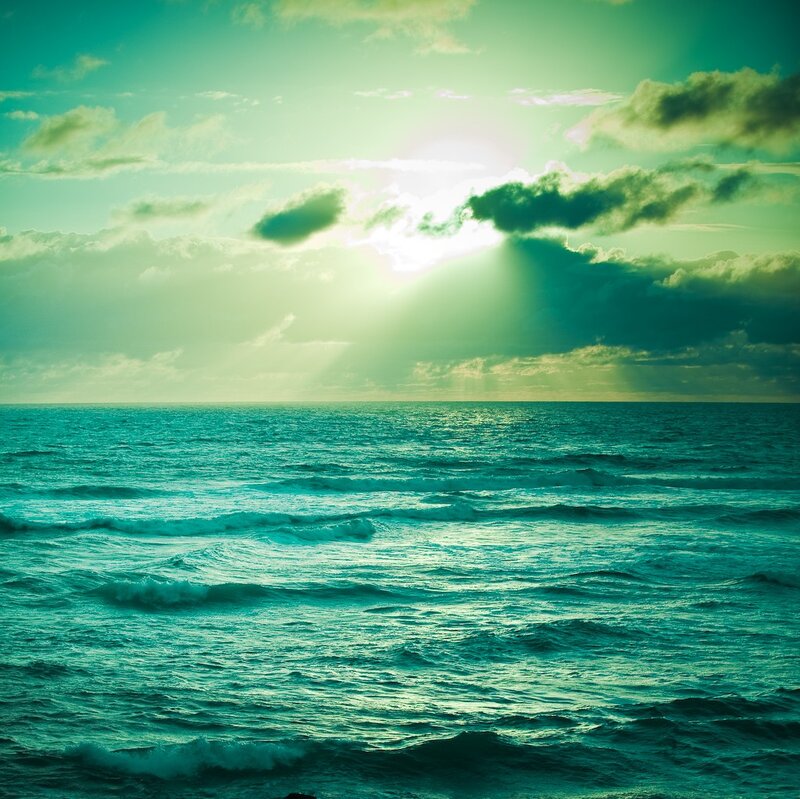 Ocean Waves at Sunrise — Teal