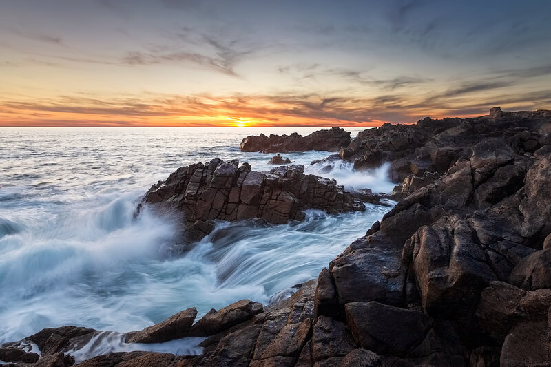 Ocean waves at sunset