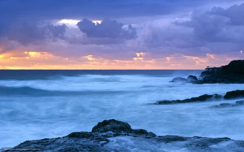Ocean waves at sunset