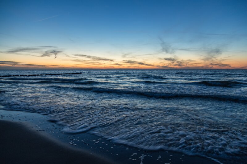 Ocean waves at sunset