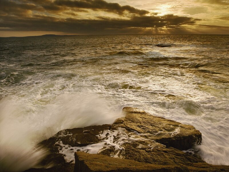 Ocean waves at sunset
