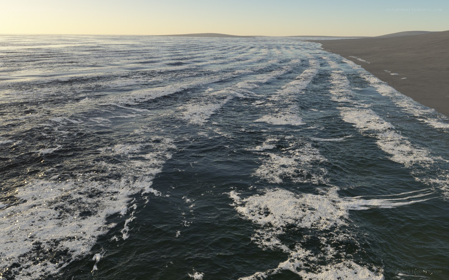 Ocean waves at sunset