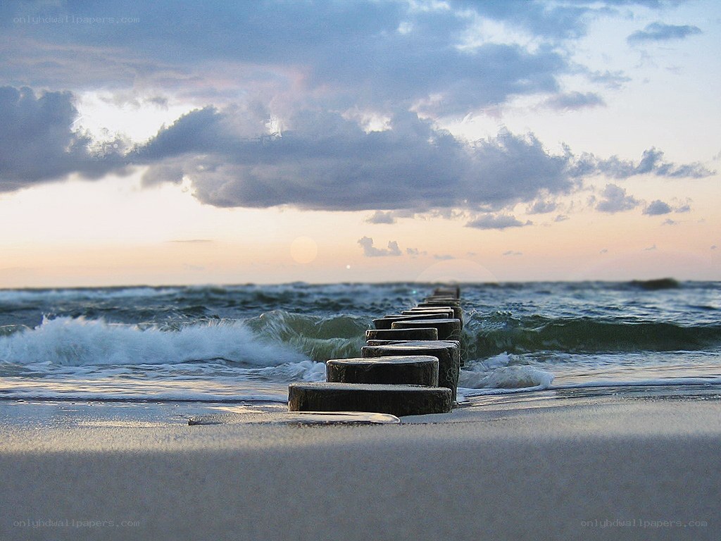 Ocean waves at sunset