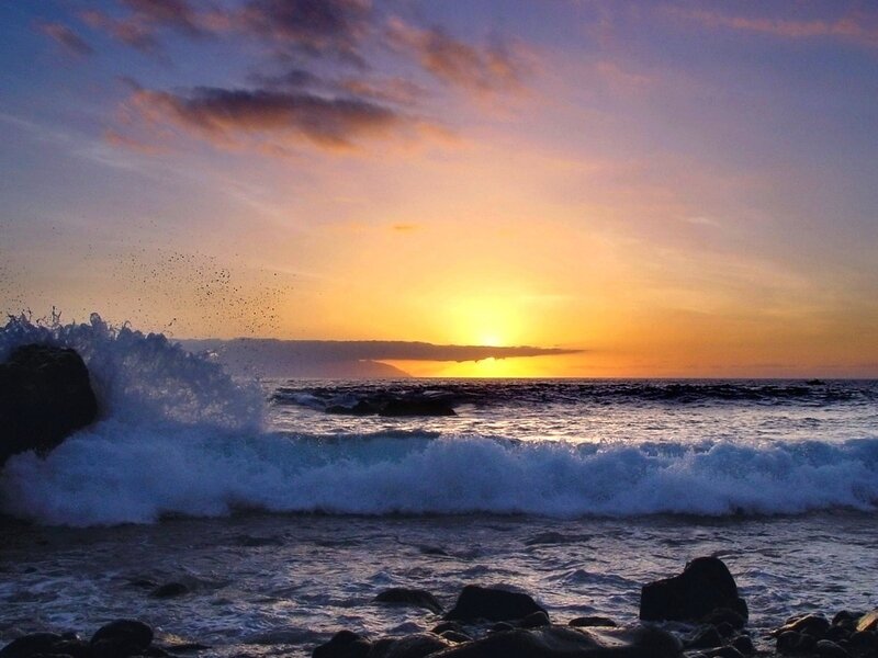 Ocean waves at sunset
