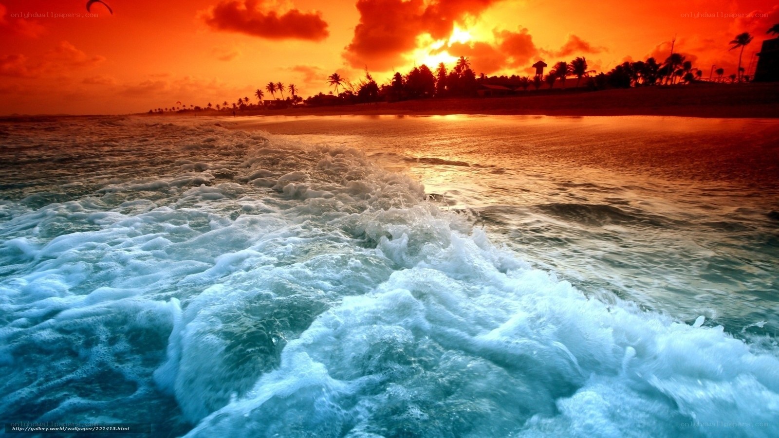 Ocean waves at sunset