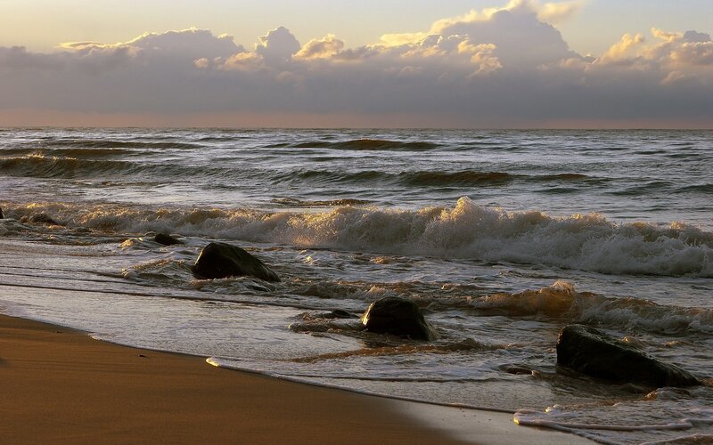 Ocean waves at sunset