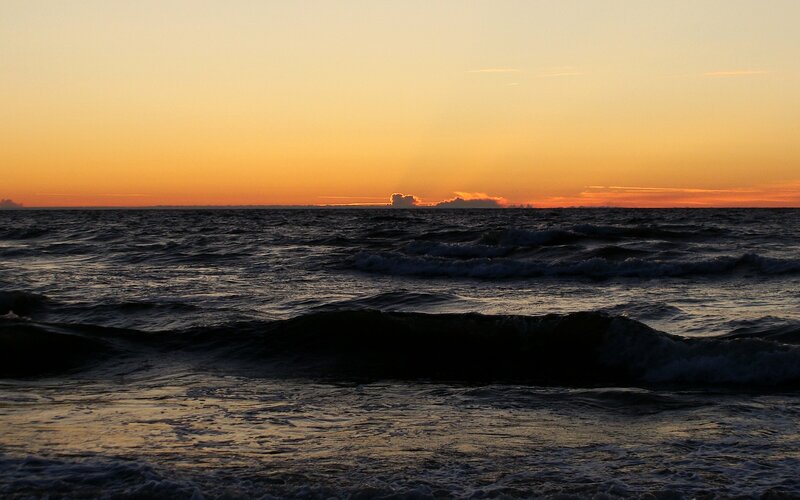 Ocean waves at sunset