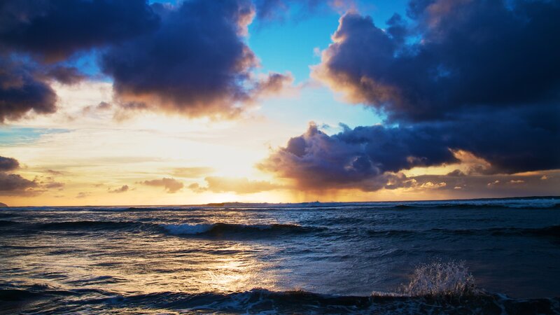 Ocean waves at sunset