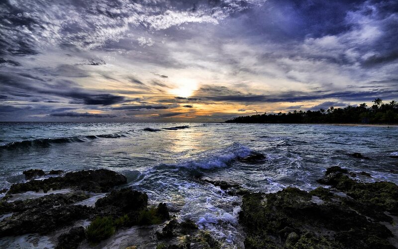 Ocean waves at sunset
