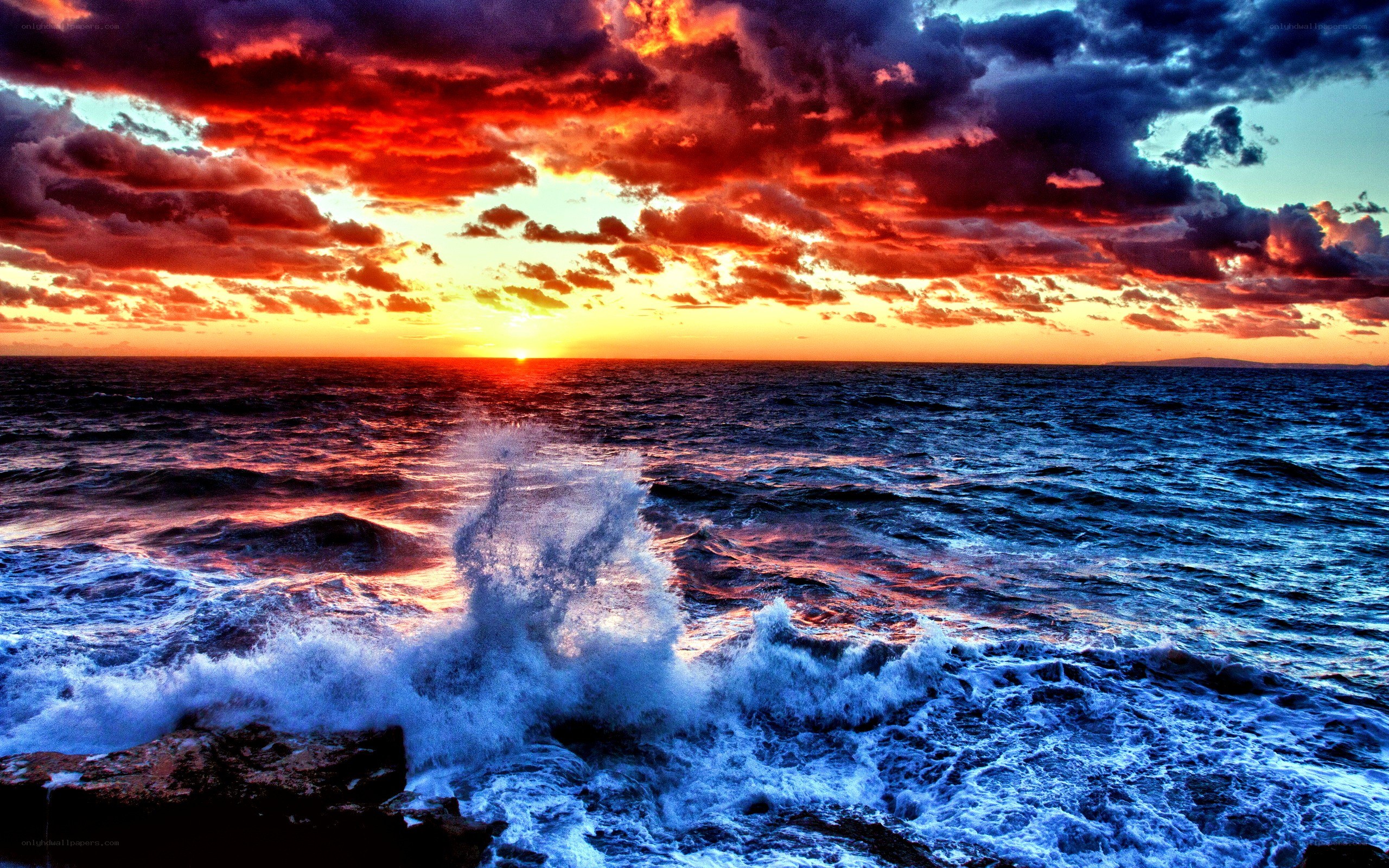 Ocean waves at sunset