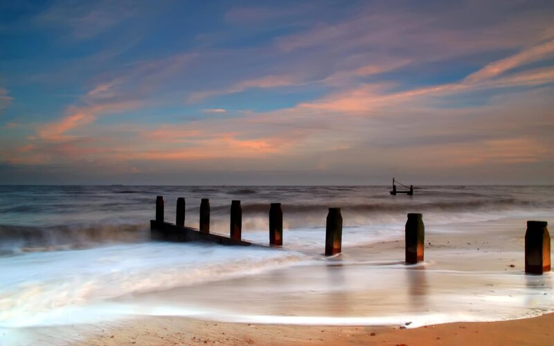 Ocean waves at sunset