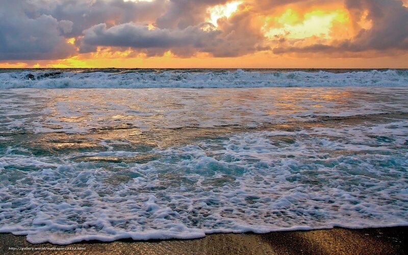 Ocean waves at sunset