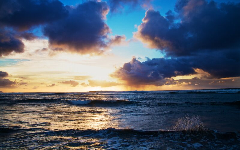 Ocean waves at sunset