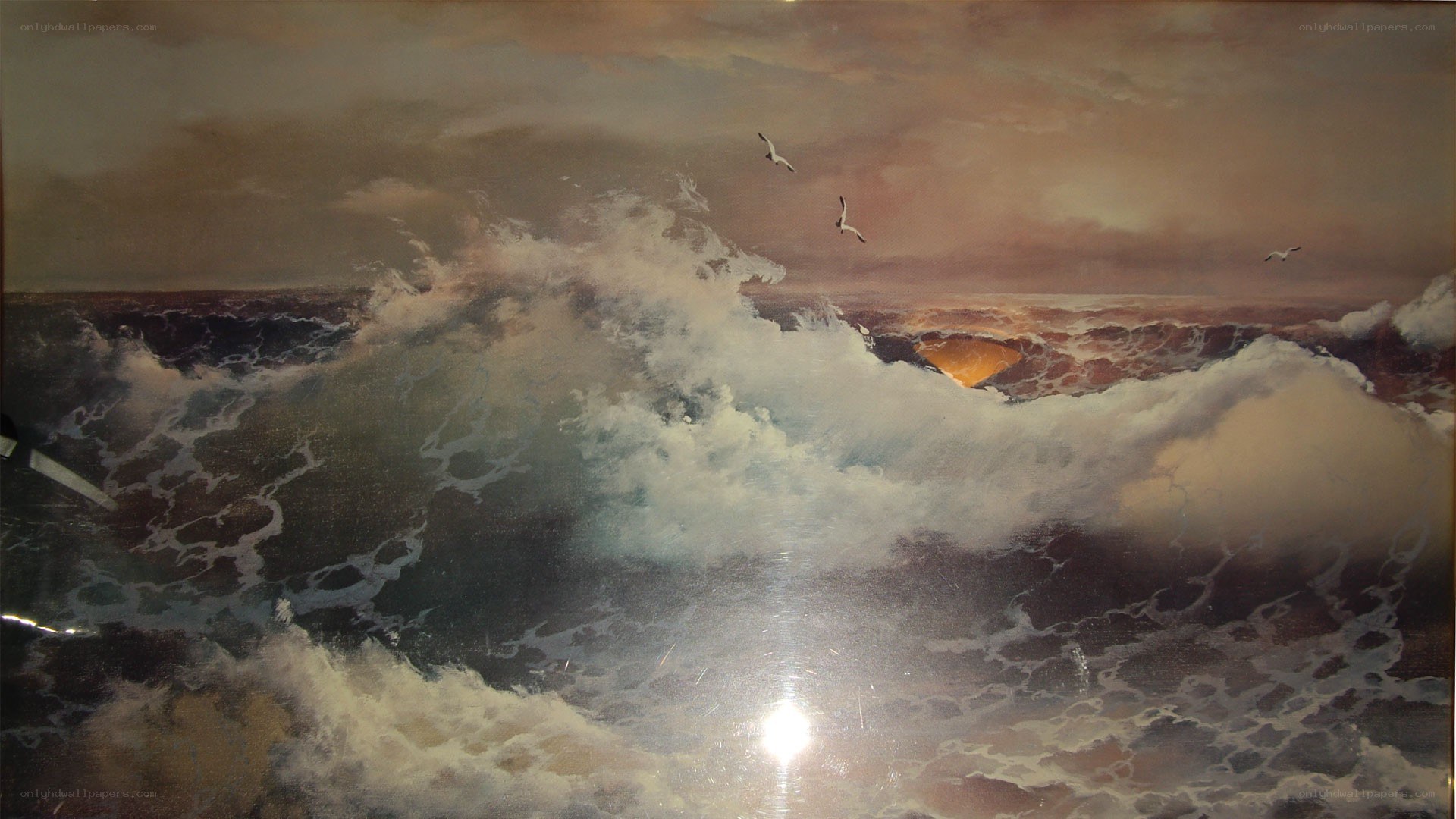 Ocean waves at sunset