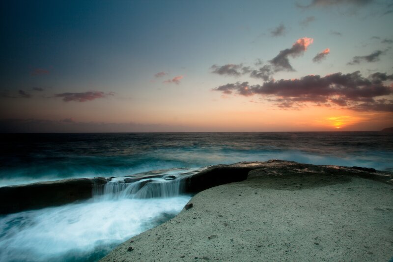 Ocean waves at sunset