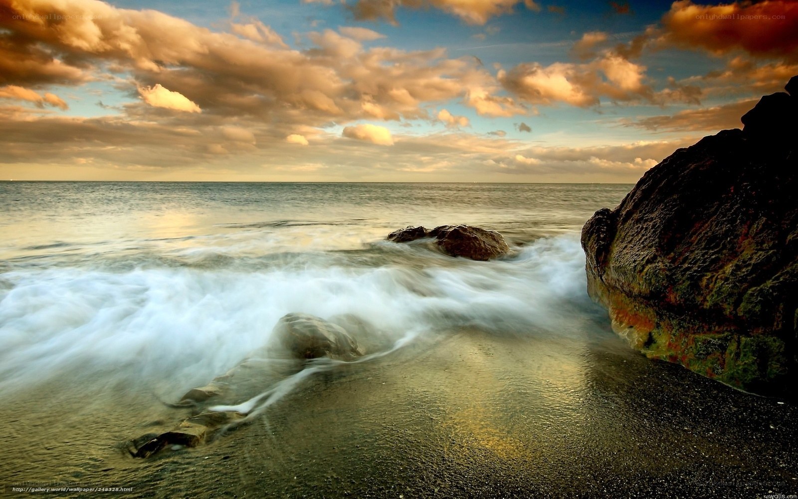 Ocean waves at sunset