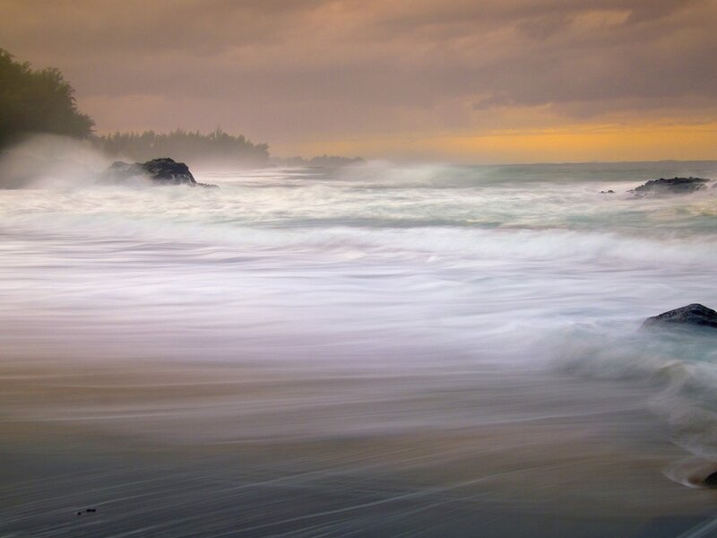 Ocean waves at sunset