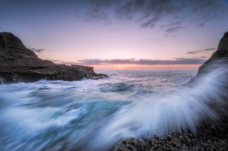 Ocean waves at sunset