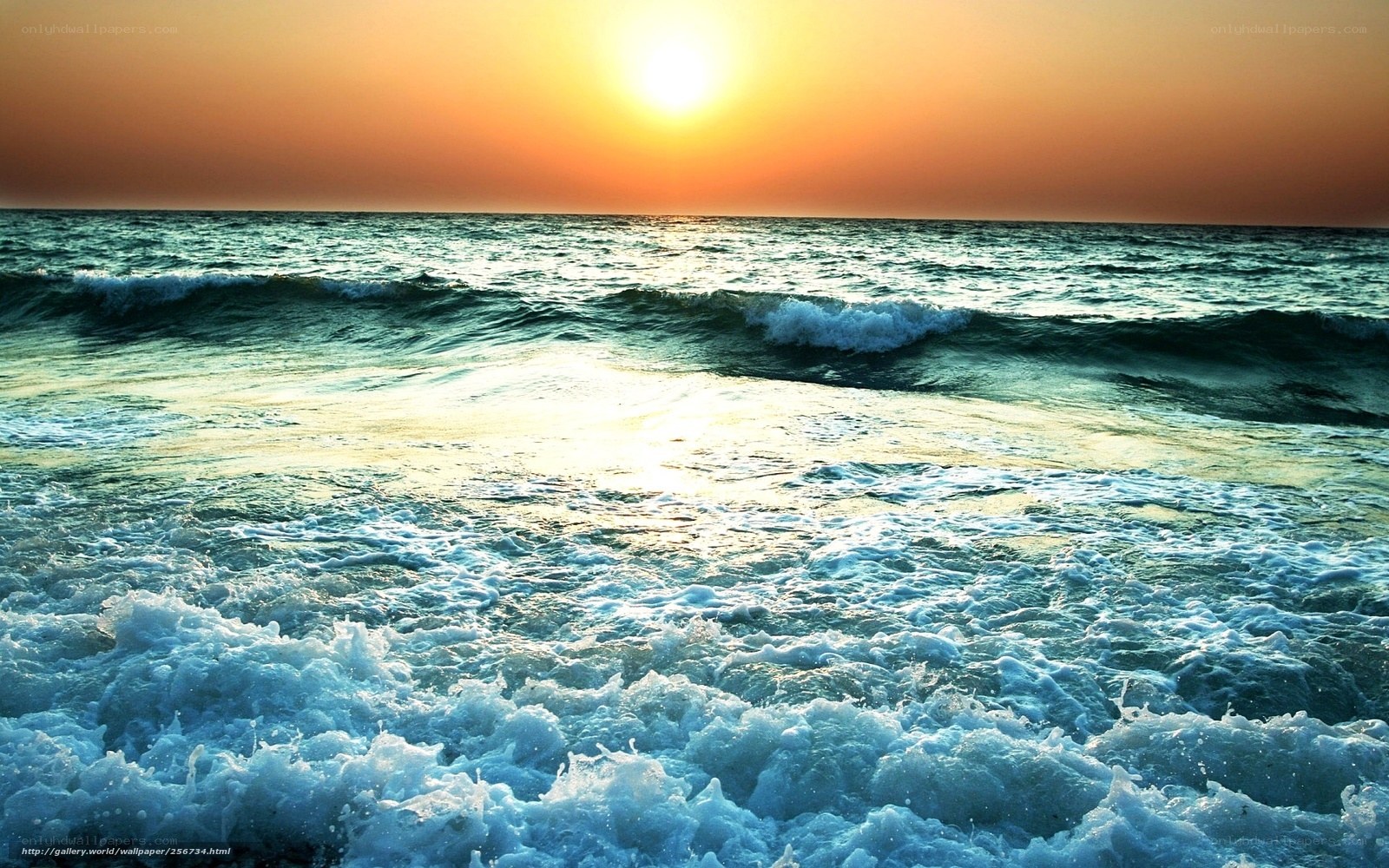Ocean waves at sunset