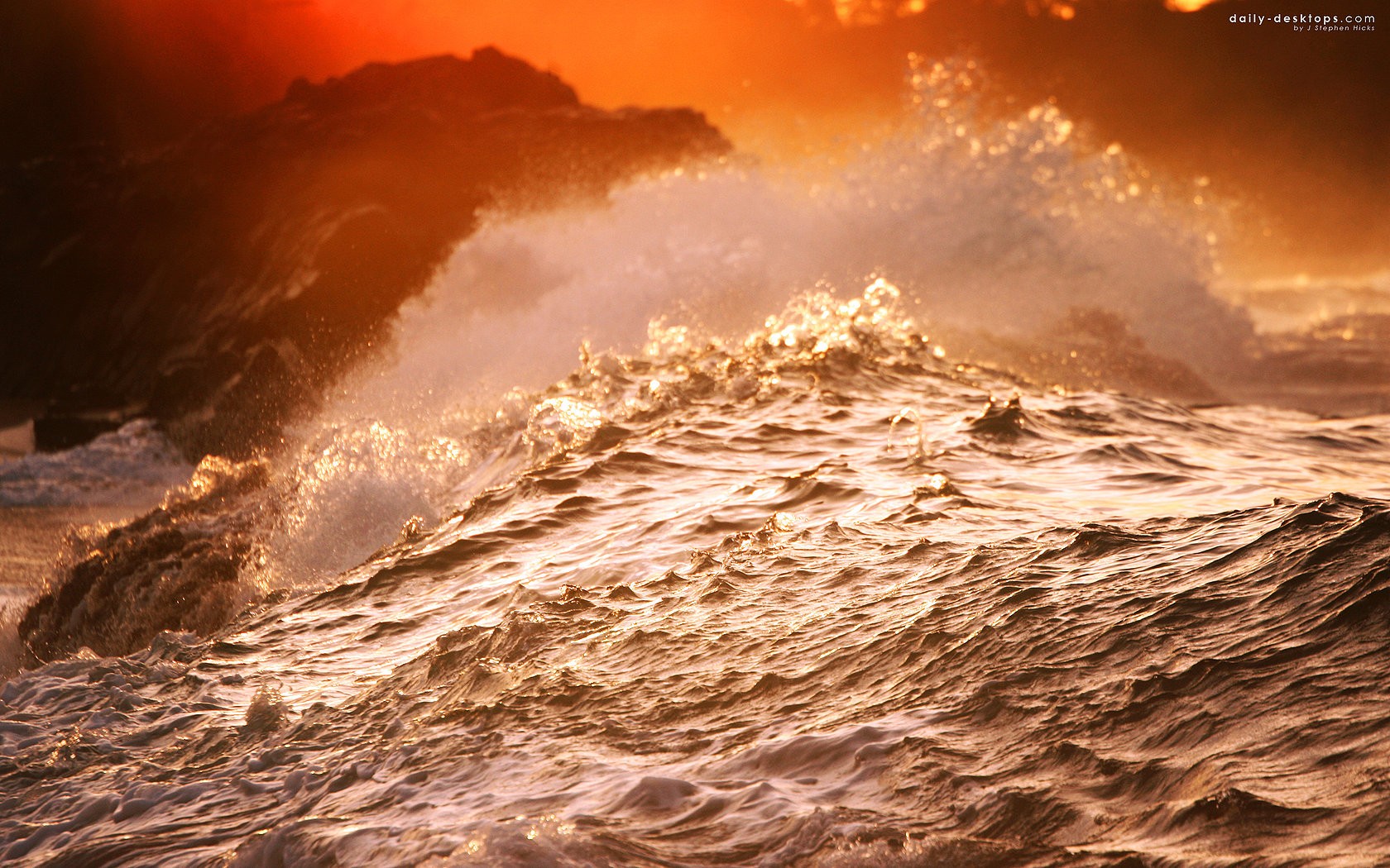 Ocean waves at sunset