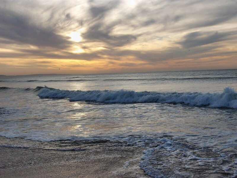Ocean waves at sunset