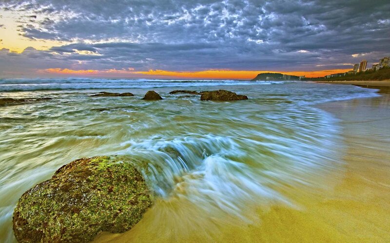 Ocean waves at sunset