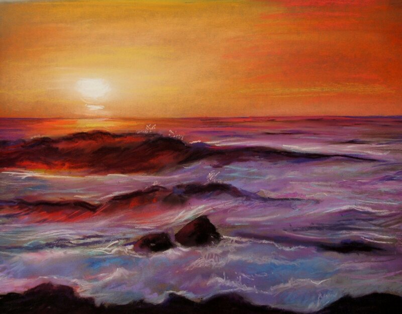 Ocean waves at sunset