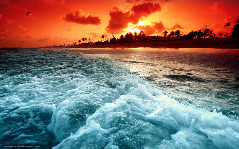 Ocean waves at sunset
