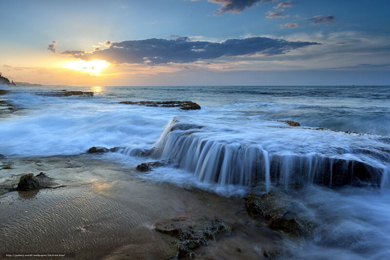 Ocean waves at sunset