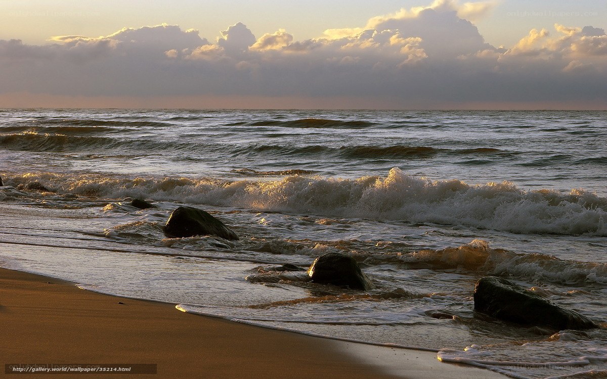 Ocean waves at sunset