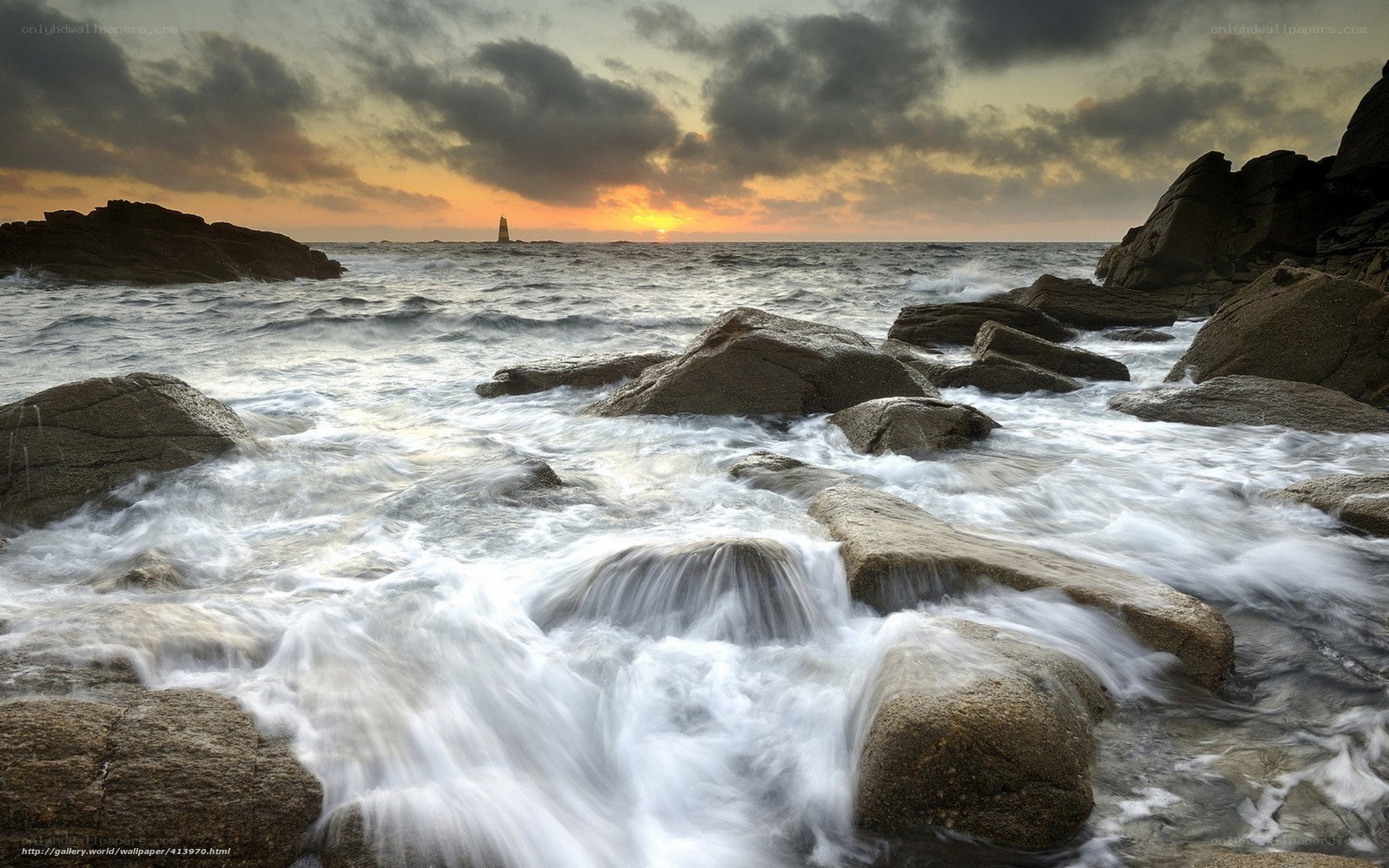 Ocean waves at sunset