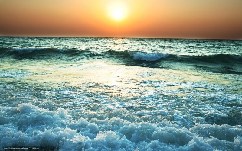 Ocean waves at sunset