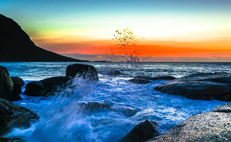 Ocean waves at sunset