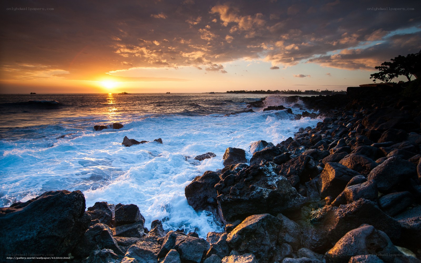 Ocean waves at sunset