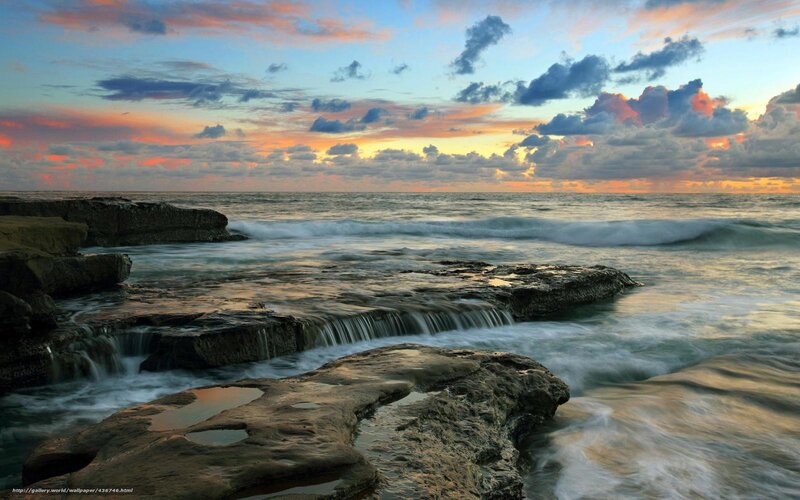 Ocean waves at sunset